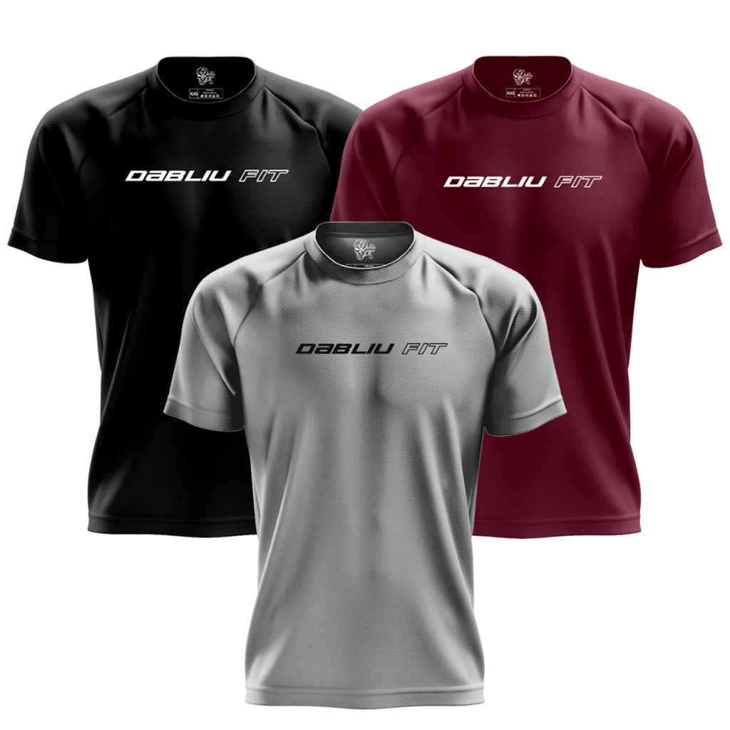 Kit 3 Camisetas Treino Dry Fit Coleção Basic Fit Antiodor Proteção UV+35 Dabliu Fit