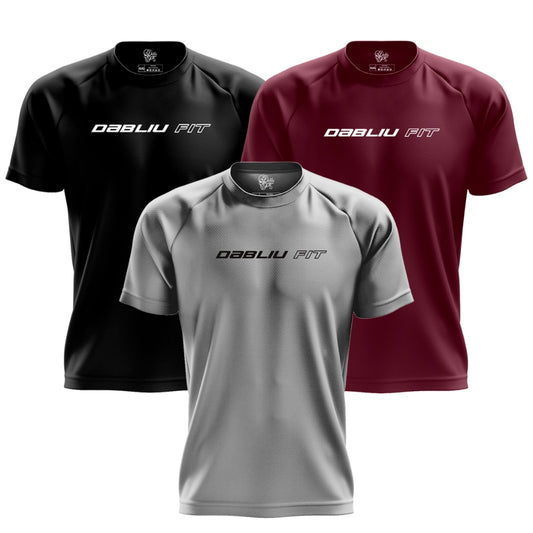 Kit 3 Camisetas Treino Dry Fit Coleção Basic Fit Antiodor Proteção UV+35 Dabliu Fit